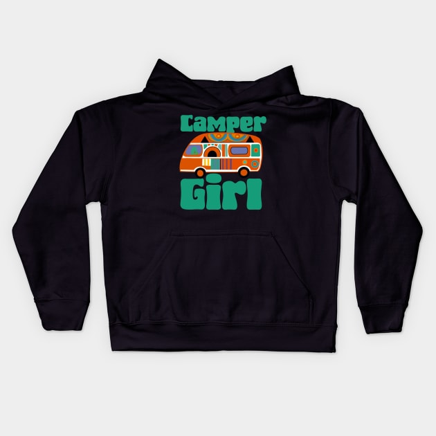 Camper girl Kids Hoodie by Suzy Shackleton felt artist & illustrator